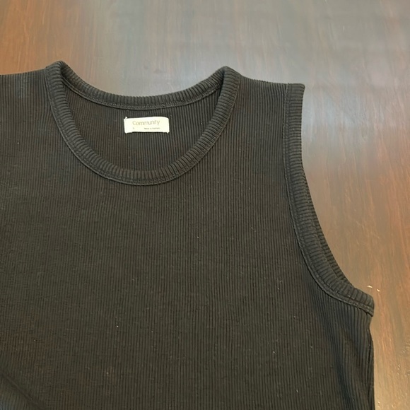 Aritzia Community Black Crew-neck Tank Ribbed Knit Sleeveless Midi Dress Size S - Picture 11 of 14